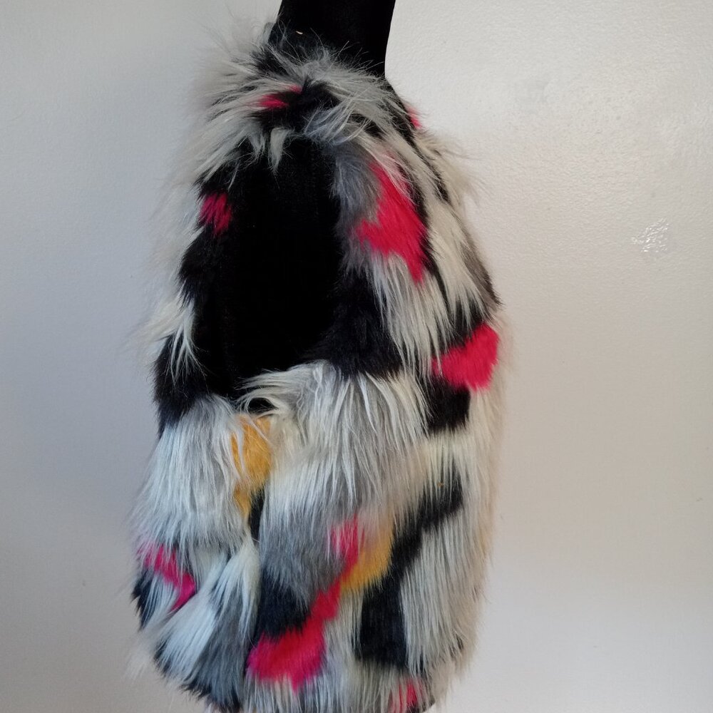 Thread & Supply Multicolor Faux Fur Vest - Pink, Yellow, Black, Gray, White - Picture 6 of 11